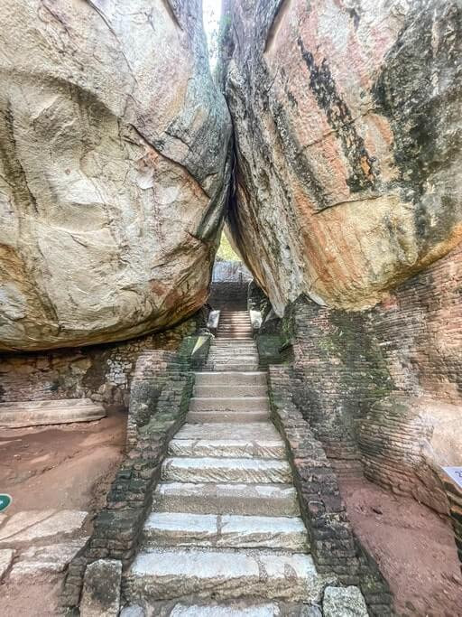 Boulder gardens with natural rock formations on the way to Sigiriya Rock.