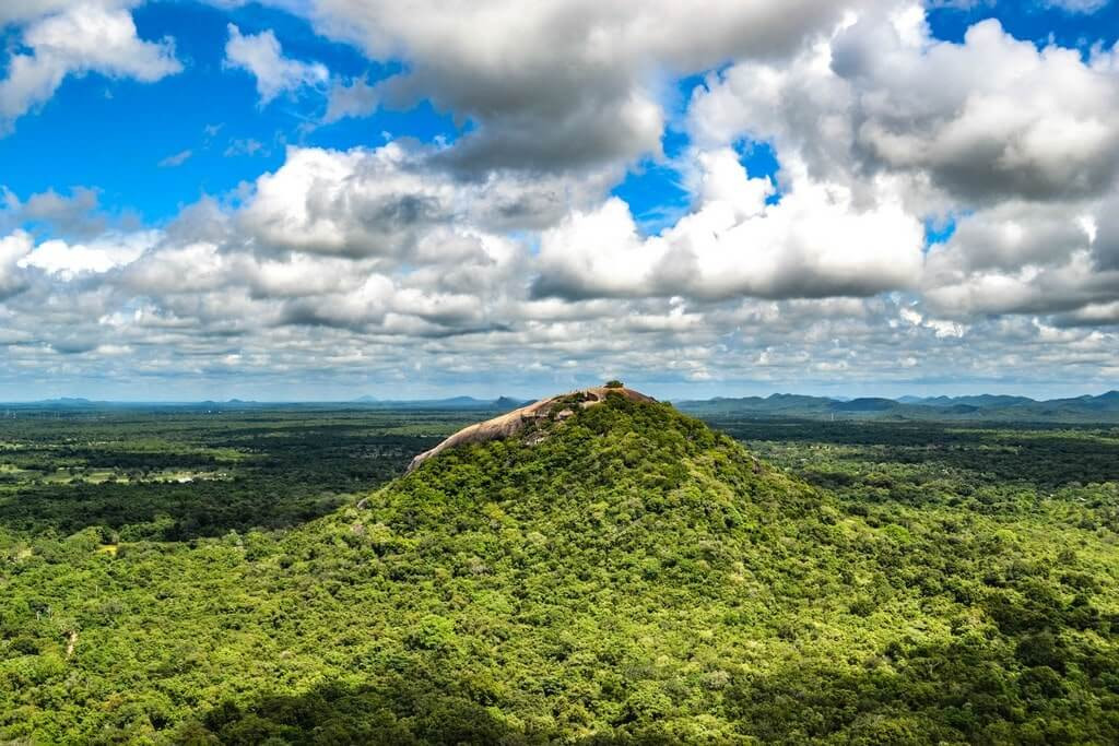 Scenic view of Pidurangala Rock from Sigiriya
