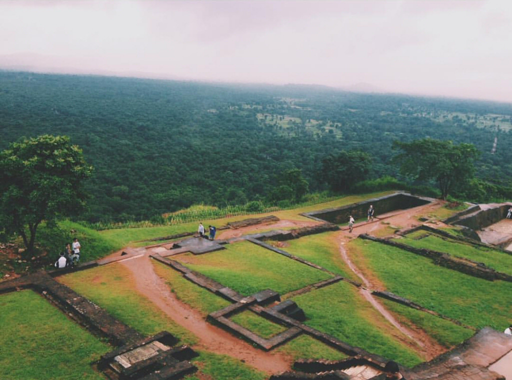 The ascent to Sigiriya, showing the winding steps and pathways leading to the summit