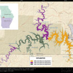 Table Rock Lake map illustrating its location near Branson, Missouri.