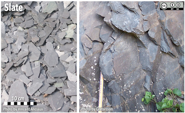 Slate fragments resulting from rock cleavage