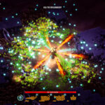 A Driller sprays flame and acid all around him in powerful gouts during a round of Deep Rock Galactic: Survivor