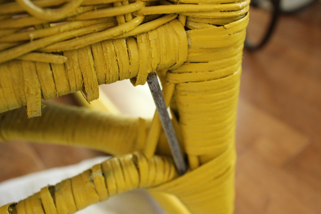 Applying protective finish to recently repaired wicker strands