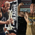Dwayne The Rock Johnson looking focused during his workout