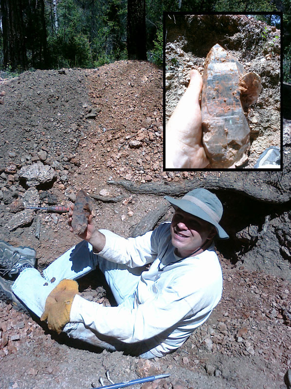 Mount Antero double terminated Phenakite my son found laying on the surface, would have been great to have more of that aquamarine attached!