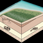 Fossil horse bones exposed above ground after erosion