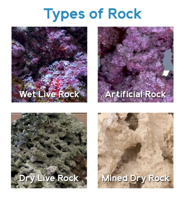Different types of Live Rock and Dry Rock