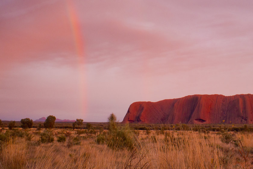 Uluru at sunset with clear sky