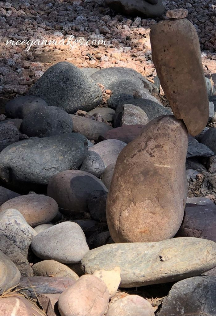 Unusual rock towers for garden art