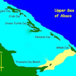 The Sea of Abaco is flanked by Great Abaco Island and the out islands (Green Turtle Cay, etc). This diagram also shows the shoal area from Whale Cay to Treasure Cay Beach.