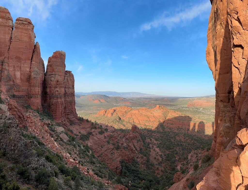 The panoramic view from the summit of Cathedral Rock, showcasing the stunning landscape of Sedona