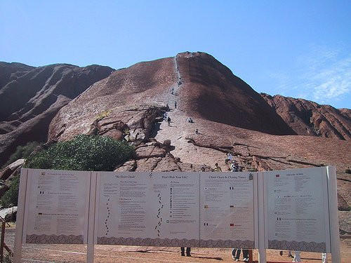 Sign requesting visitors not to climb Uluru
